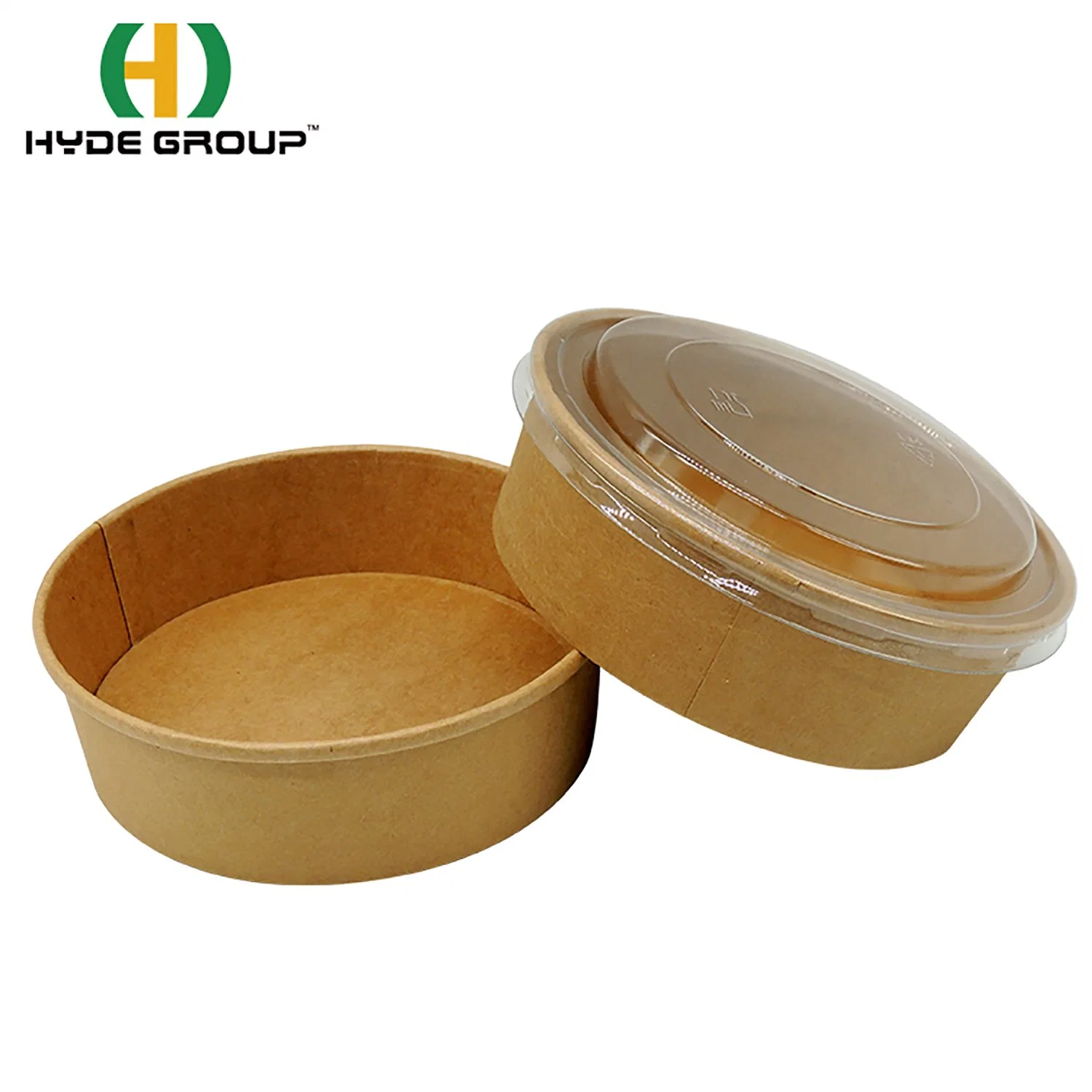 Eco-Friendly Kraft Paper Salad Bowl with Paper and Plastic Lid