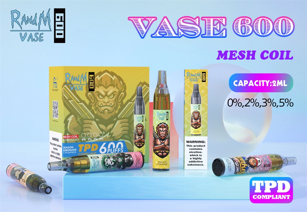 Nueva llegada VAPE desechable con Randm Vase 600 Puffs TPD VAPE disposible VAPE E-CIG VAPE nuevos 12 sabores