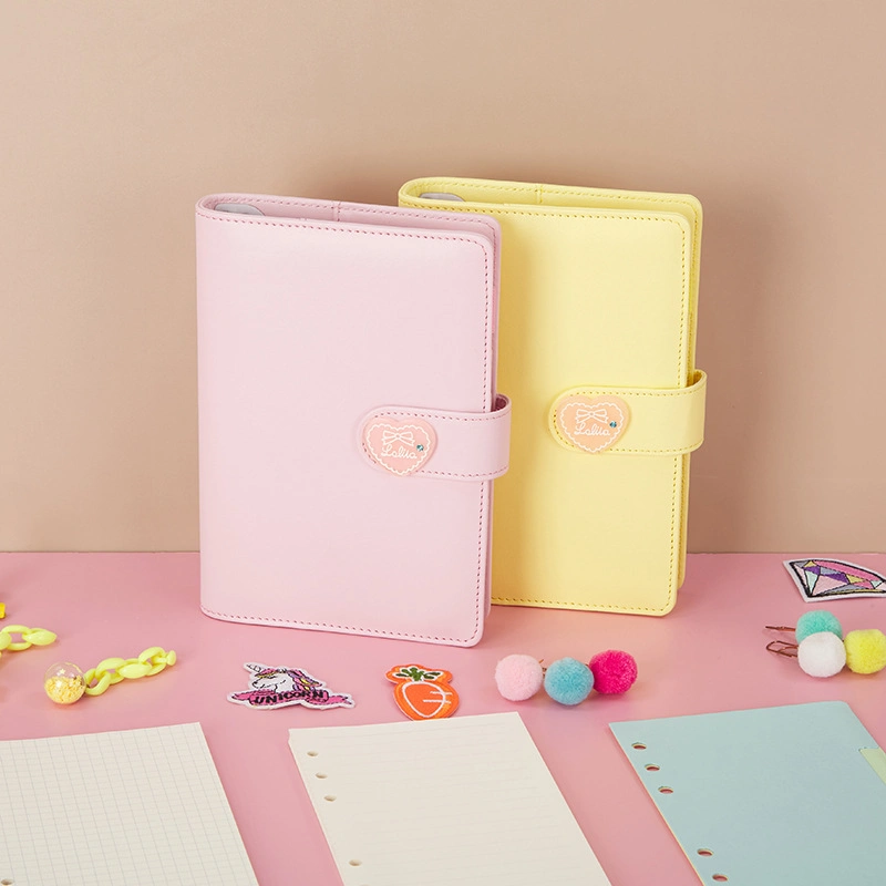 A5 Spot Macaron Simple Soft Leather Loose-Leaf Cute School Stationery Notebook