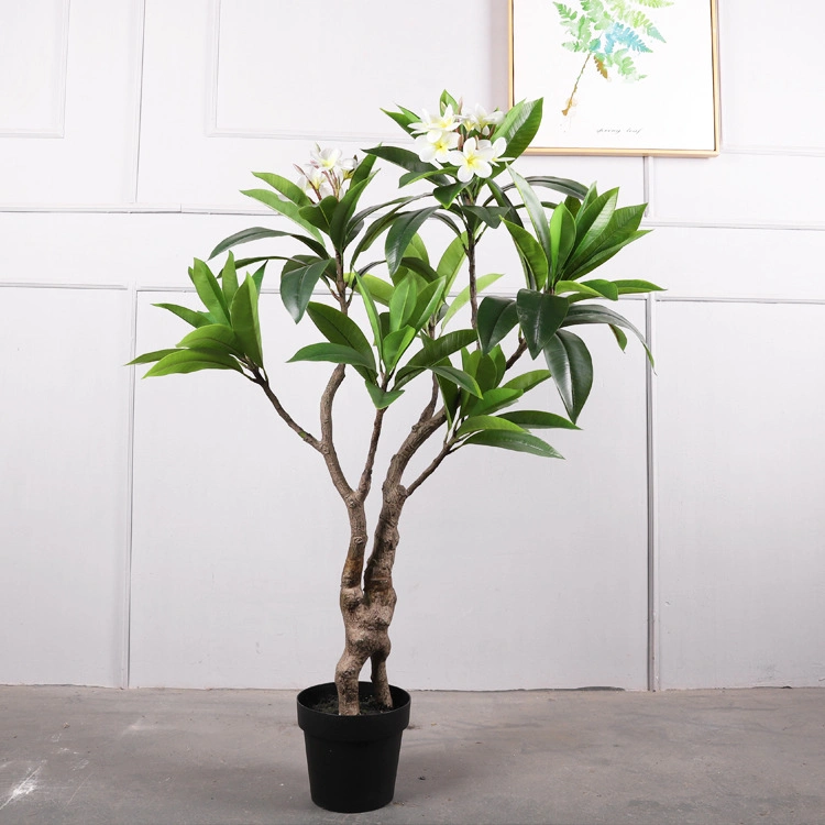 Frangipani Potted Tree for Indoor Outdoor Decoration Artificial Green Plant Vintage Luxury Space Casual