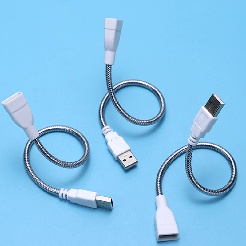 USB Male to Female LED Light Adapter USB Extension Metal Flexible Tube Cable for Laptop PC