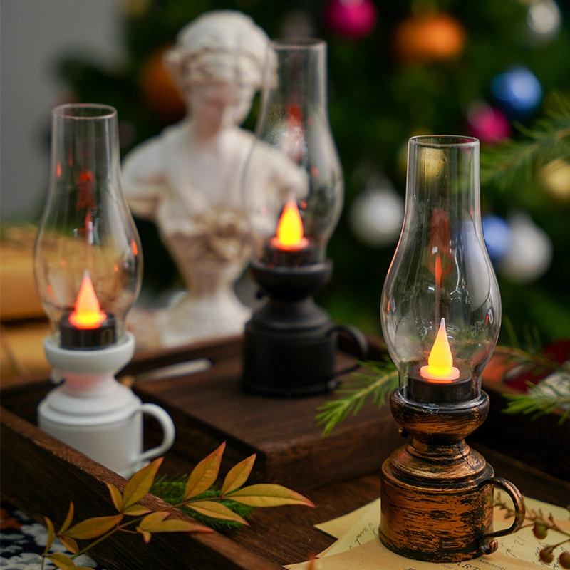 LED lámpara de keroseno Navidad Decoración de jardín en Casa Velas LED Iluminación decorativa de sobremesa de plástico