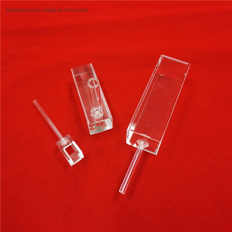 High Precision Optical 22mm Laboratory Customized Quartz Flow Cuvette Quartz Square Cuvette for Environmental Monitoring