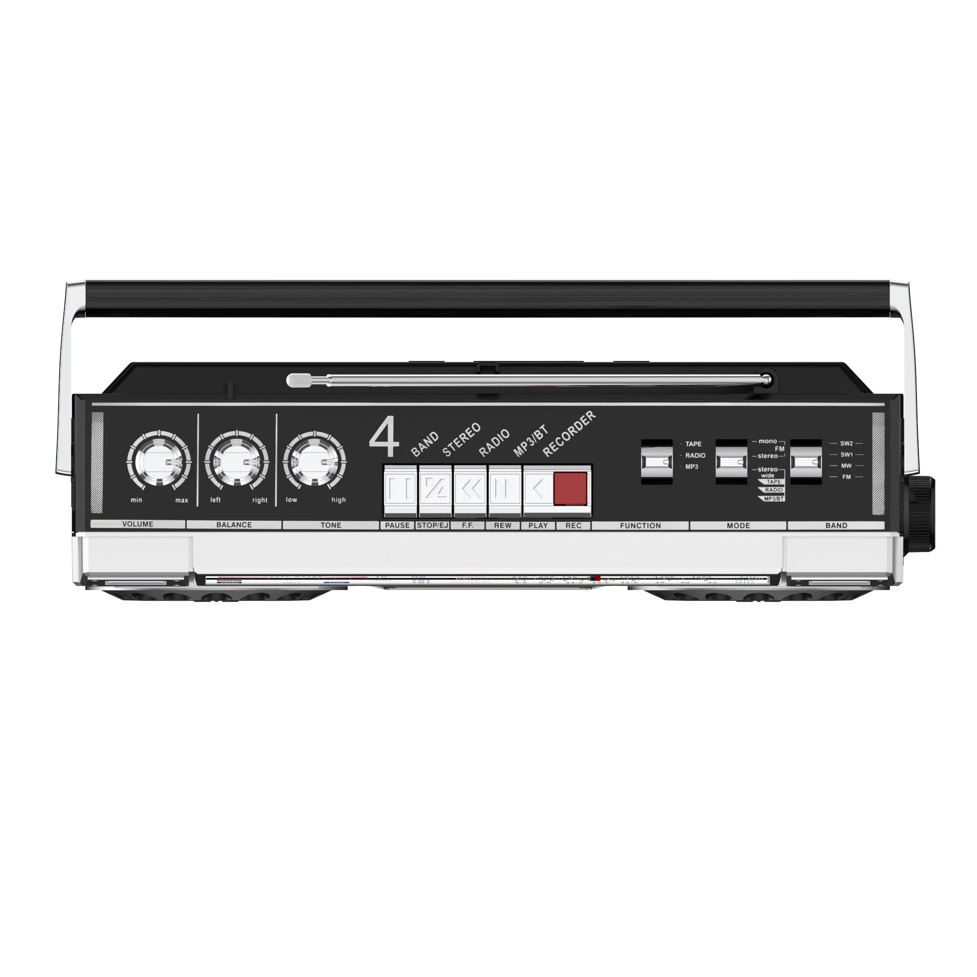 Tw M305 4-in-1 Vintage Cassette Player/Recorder/FM/MW/Sw1-Sw2 4 Band Radio Super Bass Retro Speaker with with Two Ammeter