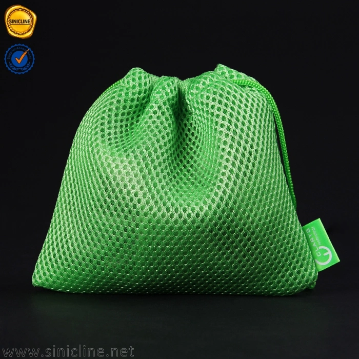 Sinicline Green Mesh Custom Earphone Drawstring Bag