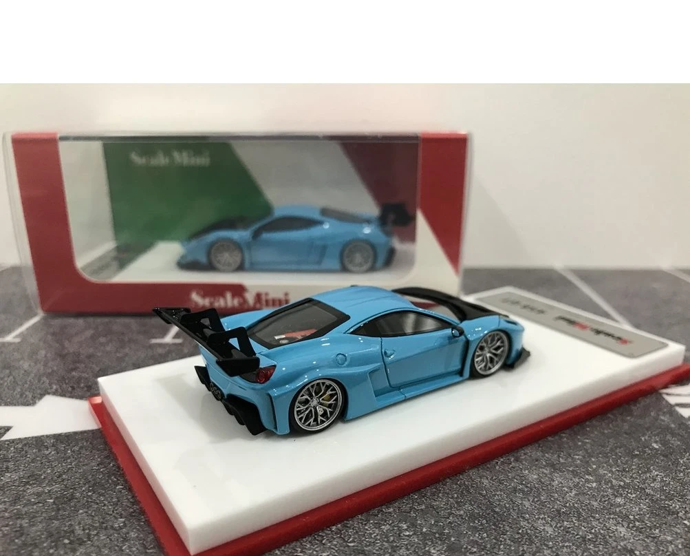 Scalemini 1/64 Lb-Works Ferrari 458 Gt Wing Baby Blue Resin Scale Model Car