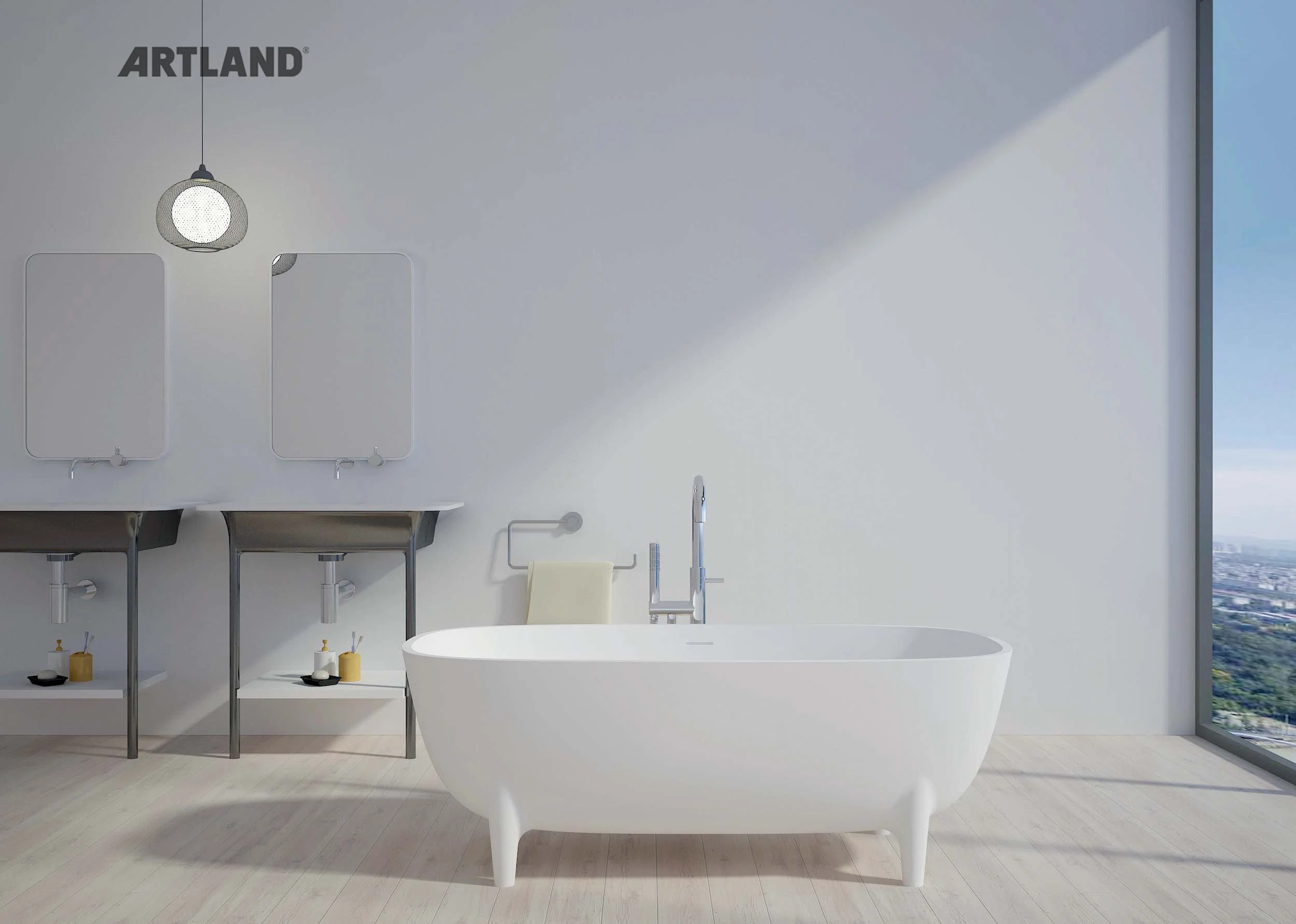 Artland Patented Free Standing Square Circular Corner Bath Tub Bathtub