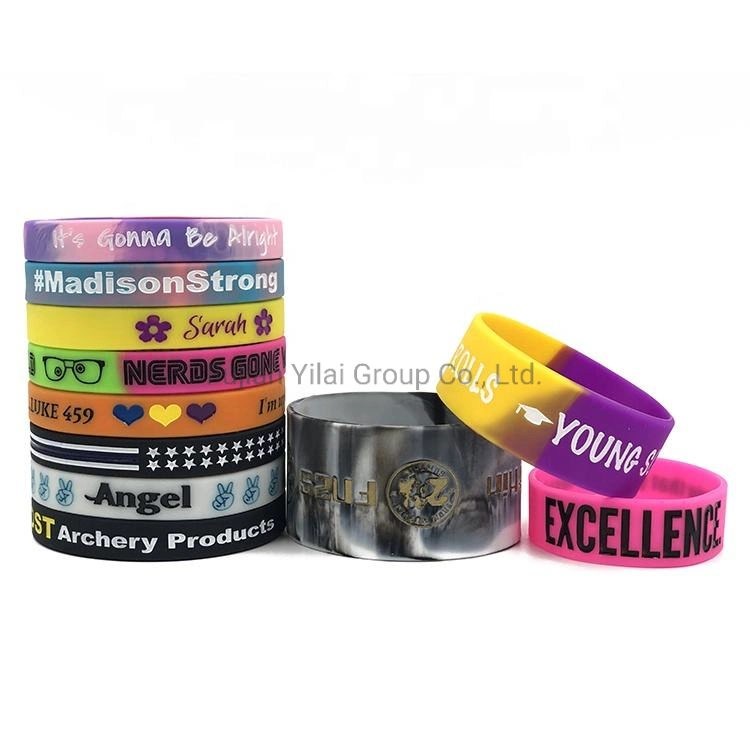 Personalisierte Tinte Injiziert Handgelenk Band Gummi Armband Custom Logo Silikon Armband