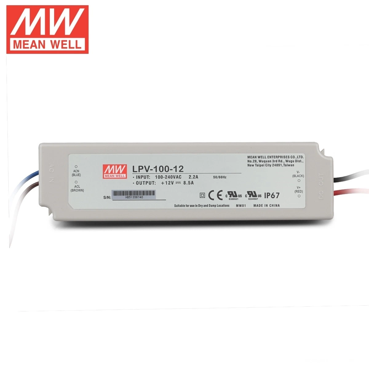 Meanwell 12V 100W IP67 Водонепроницаемый светодиодный индикатор питания с помощью оператора цена