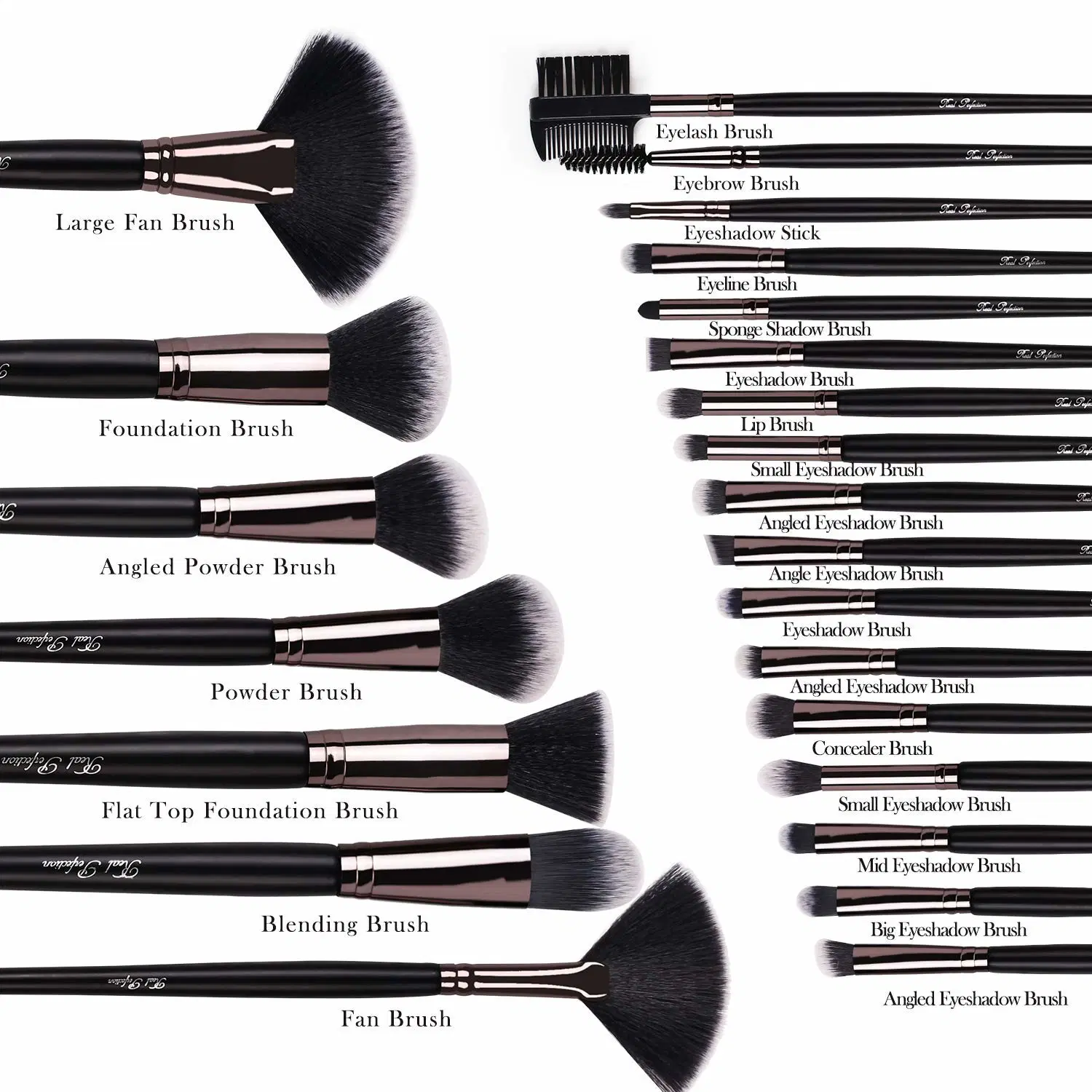 Yaeshii Popular Makeup Brushes Kit 10PCS 24PCS Set PU Bag Foundation Blending Blush Eyeliner Shadow Brow Makeup Brush