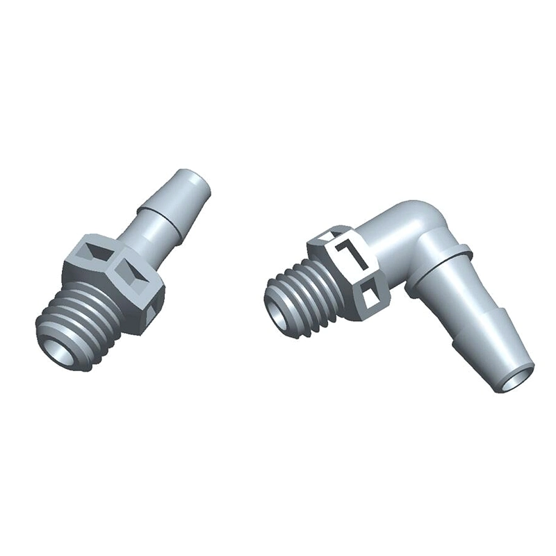 Forme de l 9,5 mm en plastique long filetage 1/4-28UNF mâle x 1/8" (3,2 mm) des connecteurs de fer barbelé flexible pour l'eau Air System