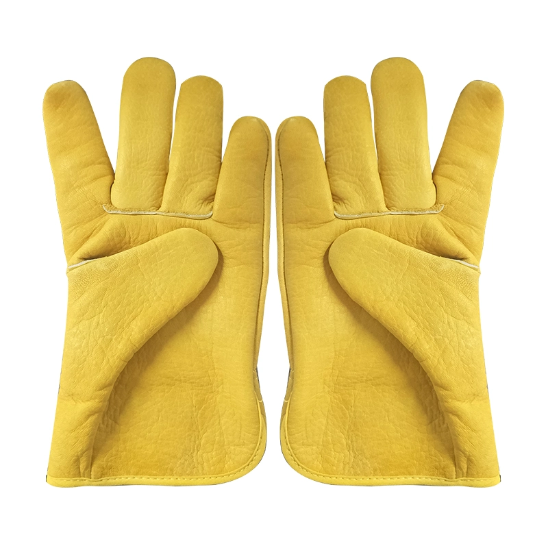 Good Price Goat Leather Yellow Welding Work Safety Glove Used Wildly Comfortable Keep Warm in Winter