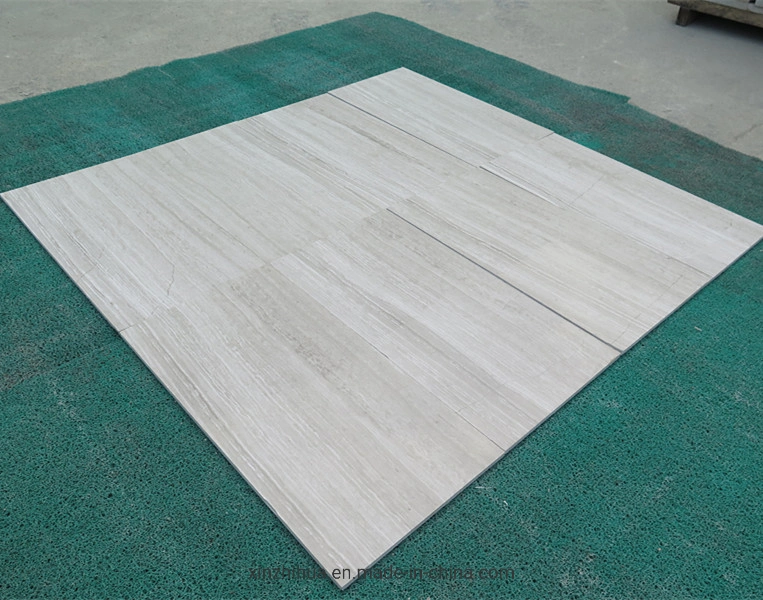 Straight Wooden Grain White Marble Building Marterial/Countertop/Stairs/Culture Stone Wall Tile