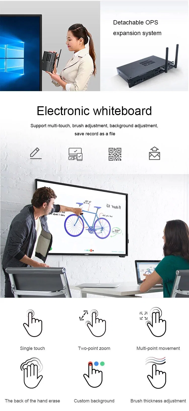 Werbemaschine Digital Signage LCD Bildschirm Aufzug-Player Heißer Verkauf Interaktiver Whiteboard Pixel Computer