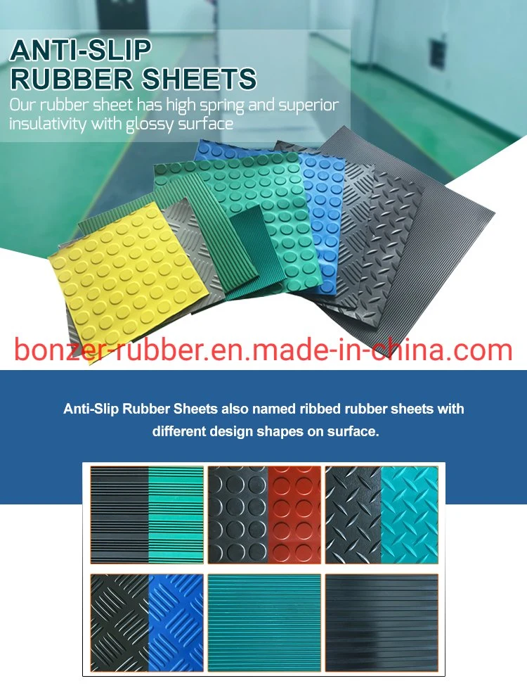 3-8 mm Non-Slip Anti-Slip Rubber Tile Coin/Diamond/ Orange Peel/Wide/Fine Ribbed Pattern Rubber Sheet