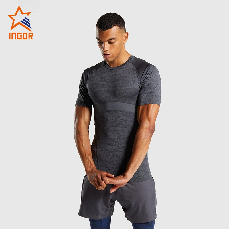 Ingorsports Men's Short Sleeve Fitness Compression T Shirt Sports Wear Running Wear