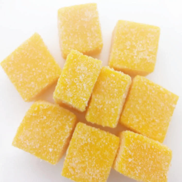 Chewy Gelatina de sabor de la fruta de Mango Mango Soft Candy Cubes dulces.