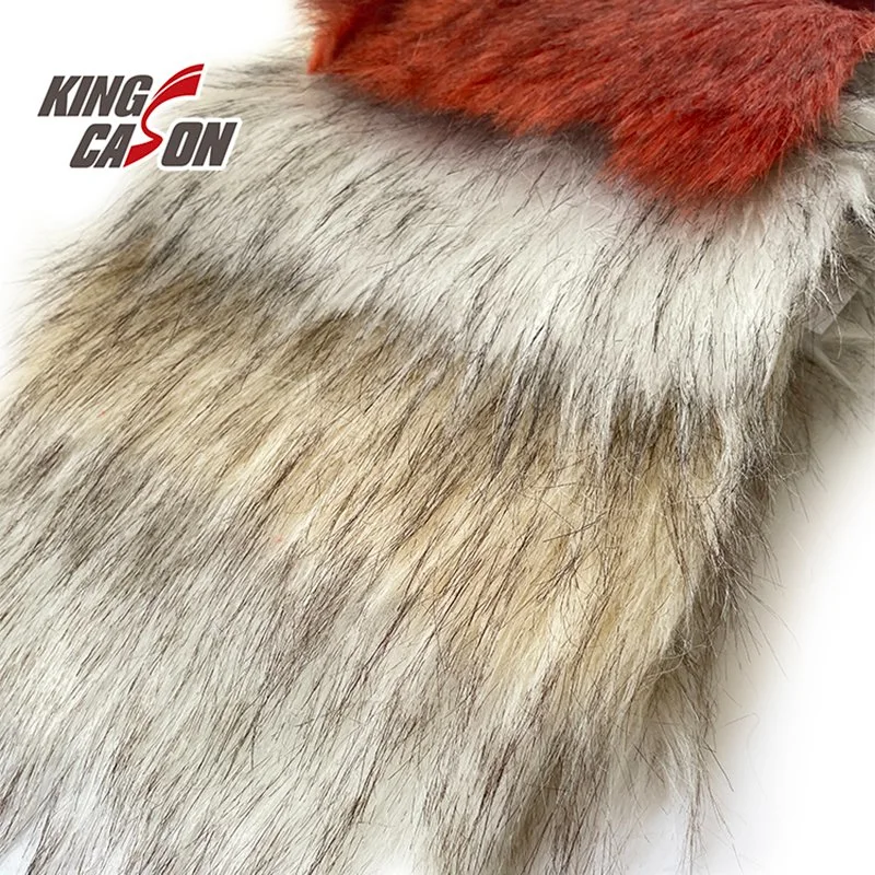 Kingcason White Gradient 4cm Long Pile Faux Fur Fabric for Garments Collar