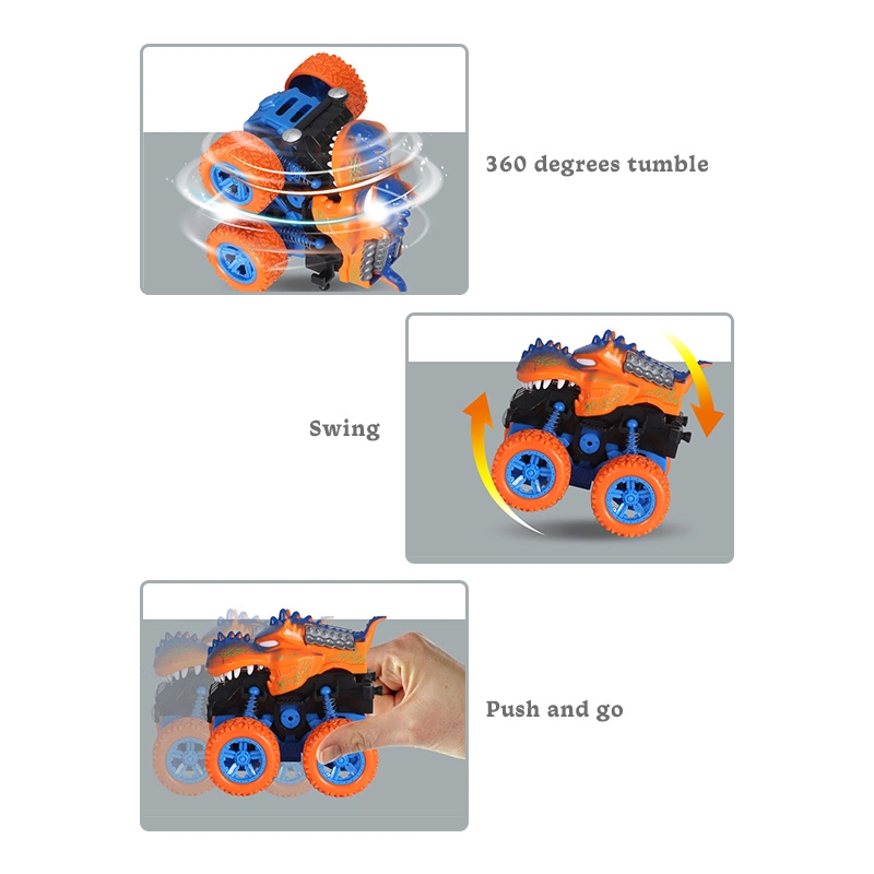 360 Degrees Tumble Swing Inertia Crocodile Toy Truck 1: 36 Children Push and Go Vehicle 4X4 Plastic Friction Power Cars for Kids