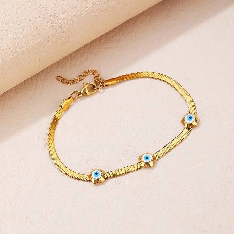 New Fashion Gold Plated Stainless Steel Jewelry Evil Eye Bracelet for Women