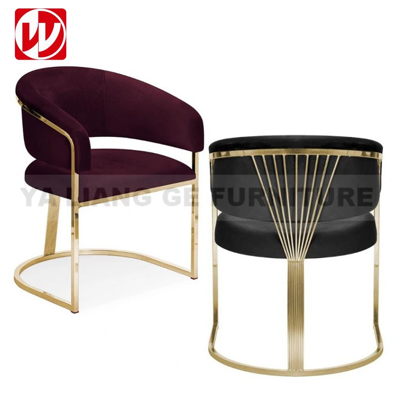 Novo design Home Furniture Silver Frame Black Velvet Aço inoxidável Cadeira de jantar