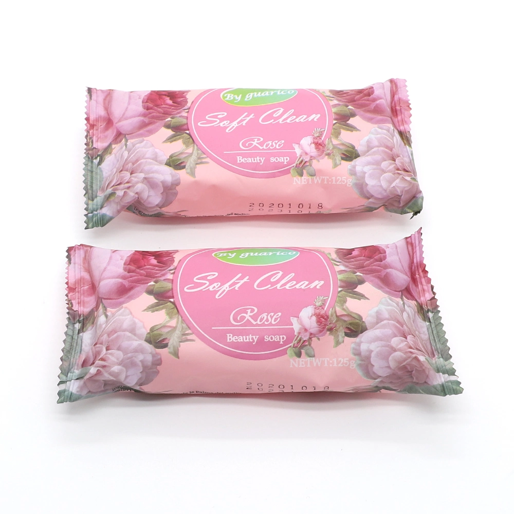 125gr Rose Smell Beauty Bath Soap Customized /Personalized Soap Bar Perfume Floral Soap Jabon with Plastic Bag Pack