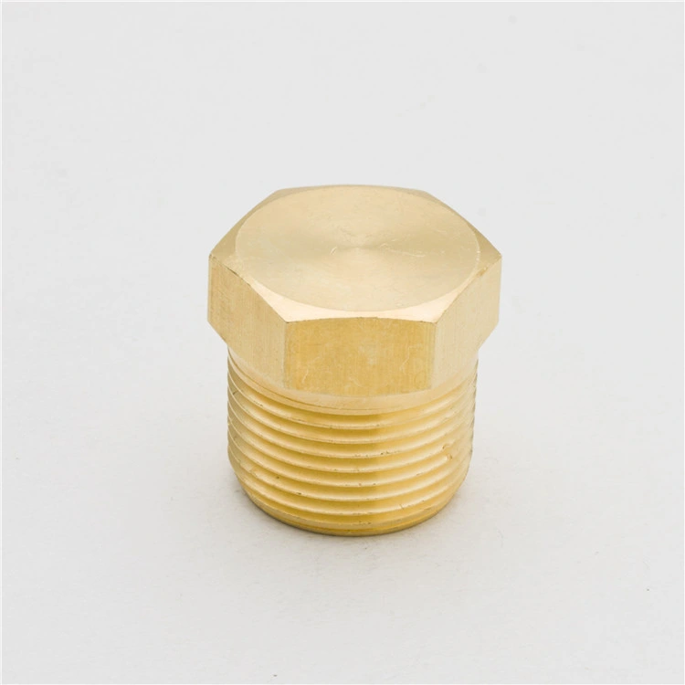 Hex Plug, 1/4" NPT Male, Solid Brass Pipe Fitting