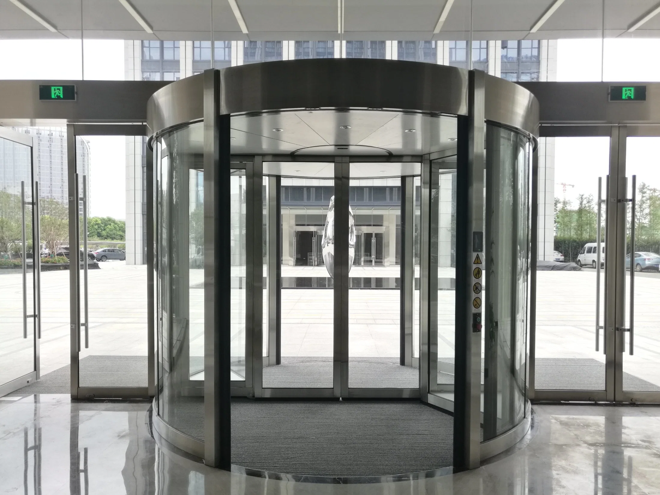 Automatic Revolving Door, with Dorma Sliding Door Wing, Aluminum Frame Stainless Steel Cladding