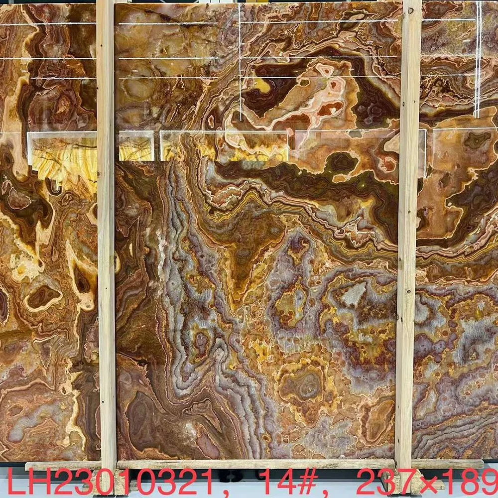 Goldtop Custom Natural Backlit translúcido Marrón Tigre Onyx Jade Marble Fondo Panel de pared losas