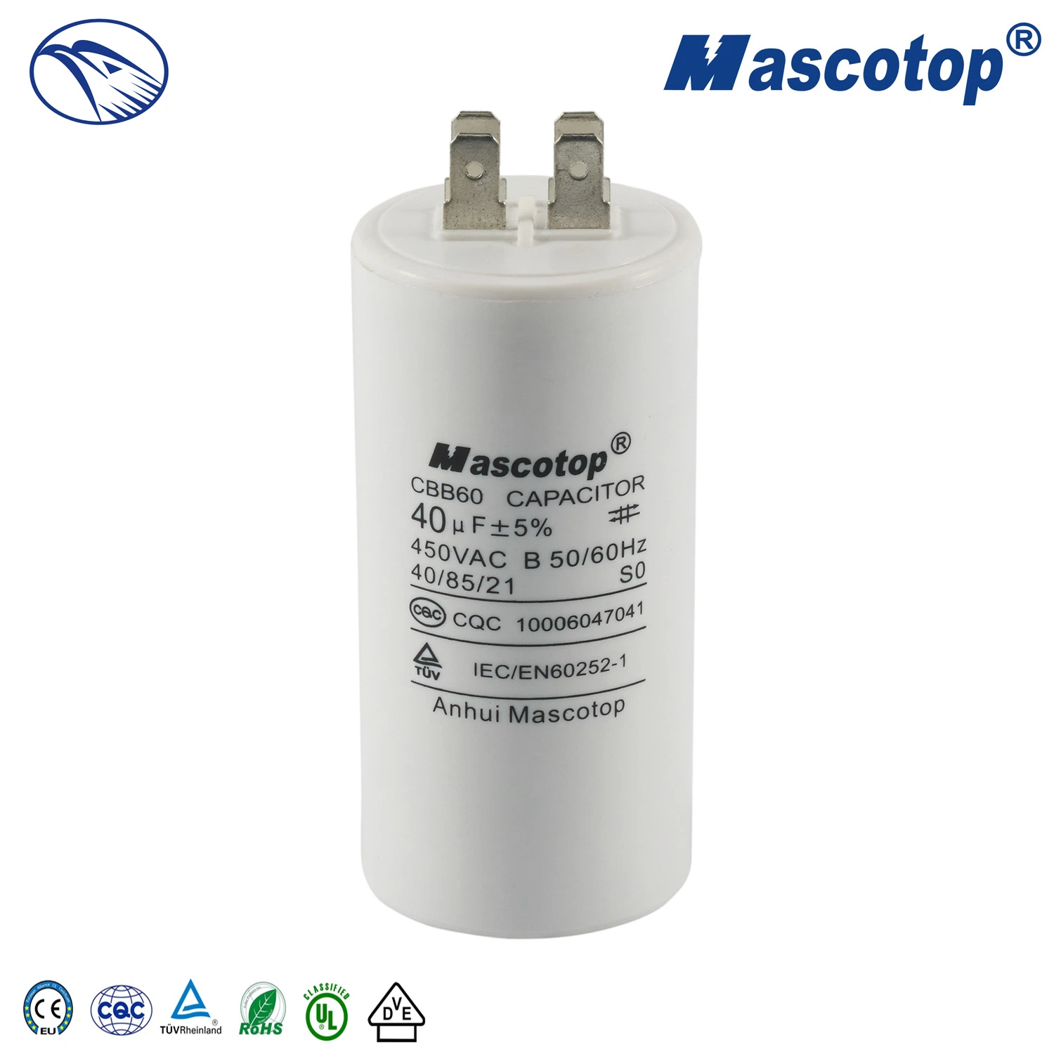 Cbb60 Washing Machine 10UF 450V Starting Capacitor