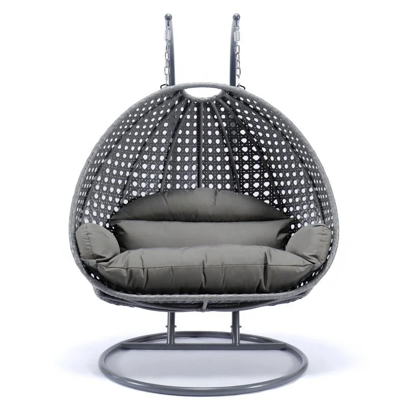 Hochwertige Patio Egg Chair Rattan Garten Wicker Doppelsitzer Hängender Drehstuhl