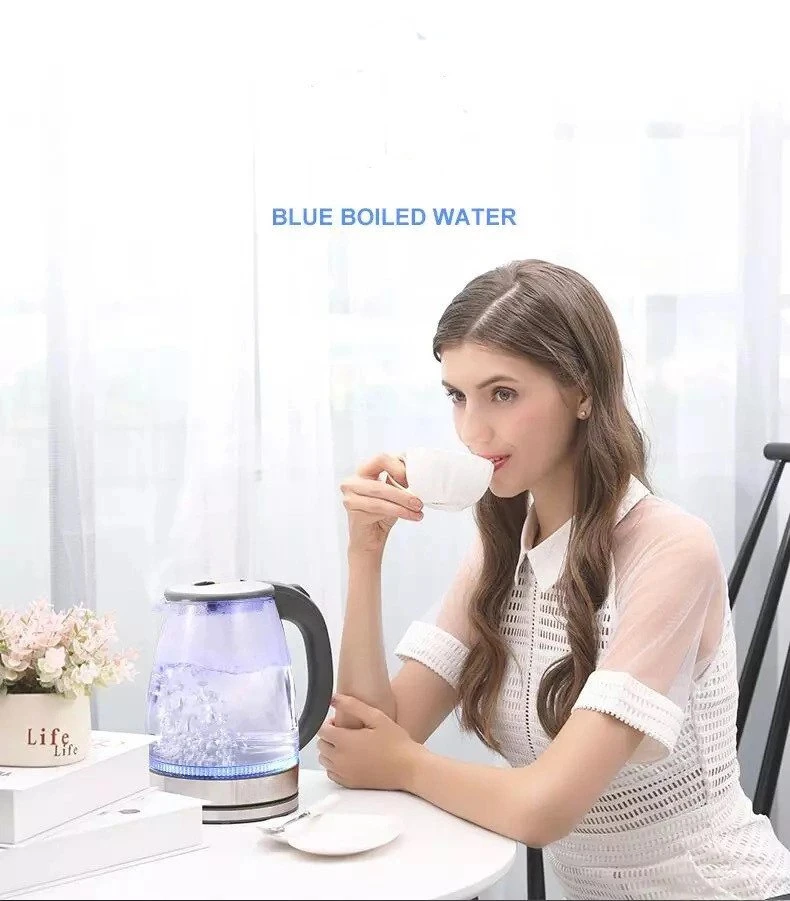 Azul de luz automática de vidrio de 1,8 L Hervidor Eléctrico hervidor de agua de la salud OEM