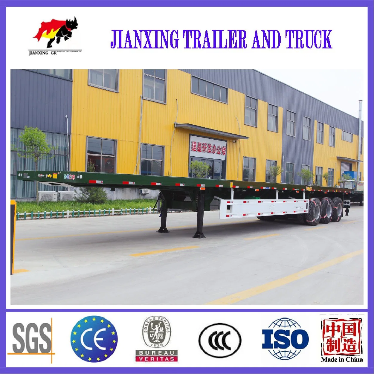 Factory Direct Sale Tri-Axle 40 FT Flatbed Container Semi Trailer for Sale