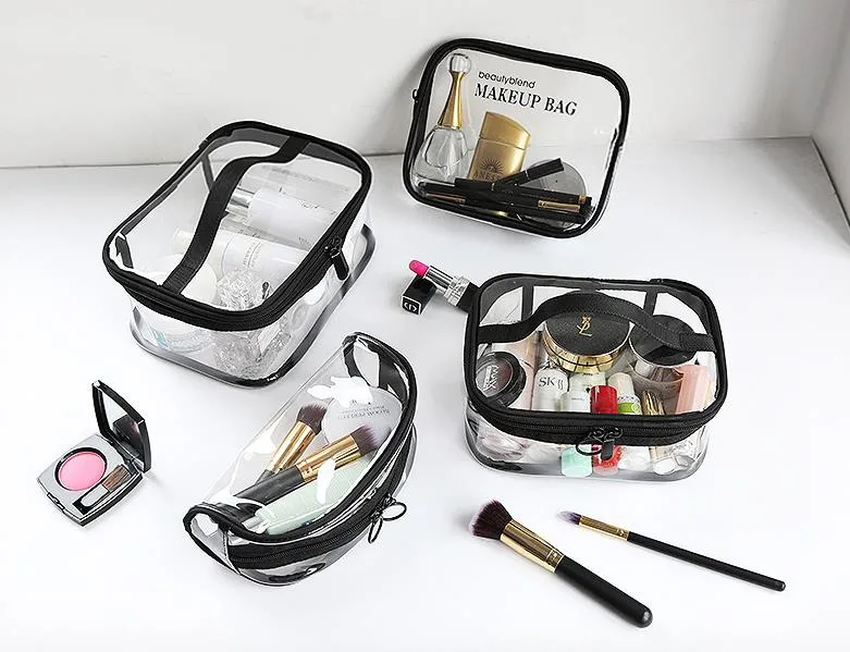 Wholesale/Supplier OEM Cheap Portable Clear PVC Makeup Bag Zipper Waterproof Transparent Travel Storage Pouch Cosmetic Toiletry Bag with Handle