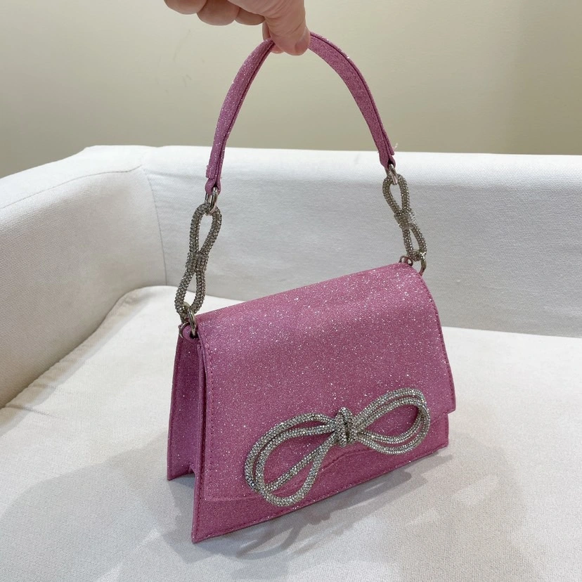 Designer Bowknot Flash Diamond Handheld Crossbody Bag Available for Retail