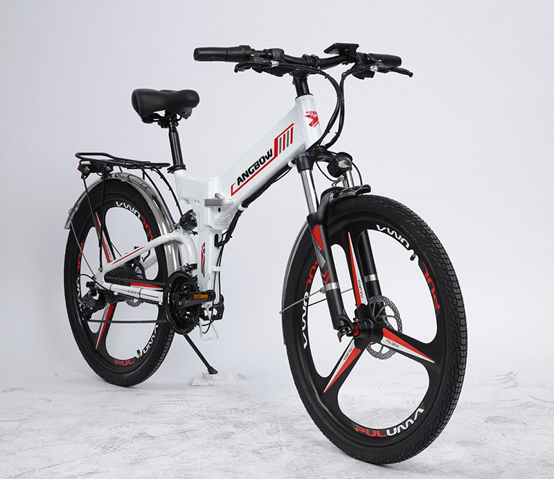 Black/White Folding Electric Bike Ebike Bicycle Integrated Wheel Motor 48V 350W
