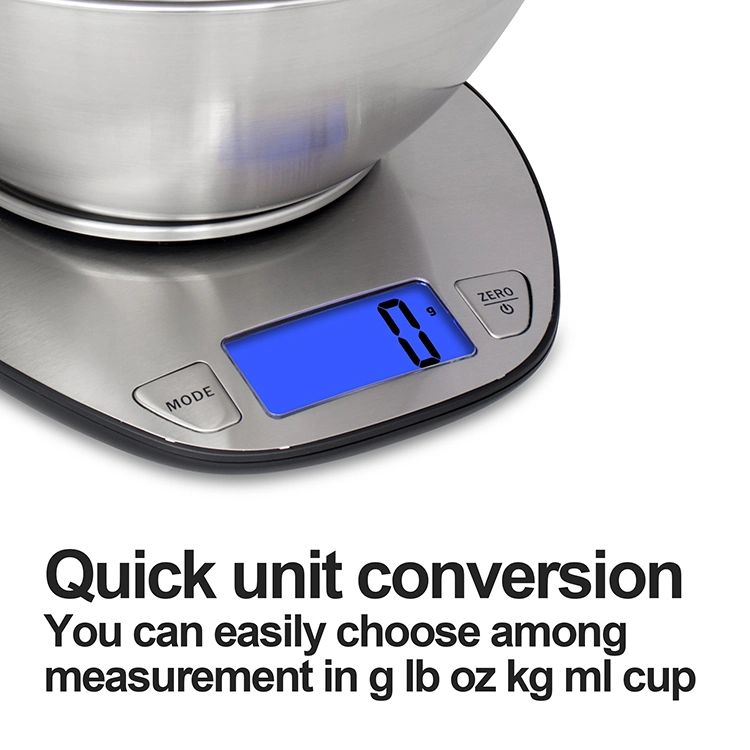 5kg Digital Weighing Stainless Steel Kitchen Food Scale with Bowl