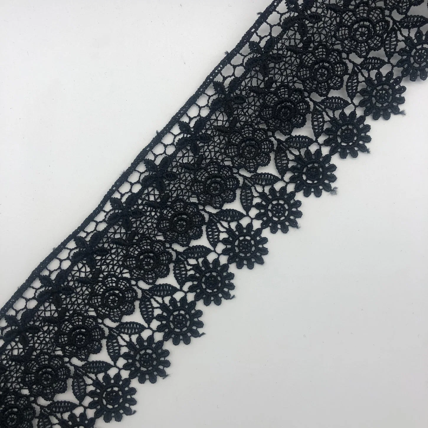 Fashion Style Cotton Chemical Embroidery Lace Purfle Fabric