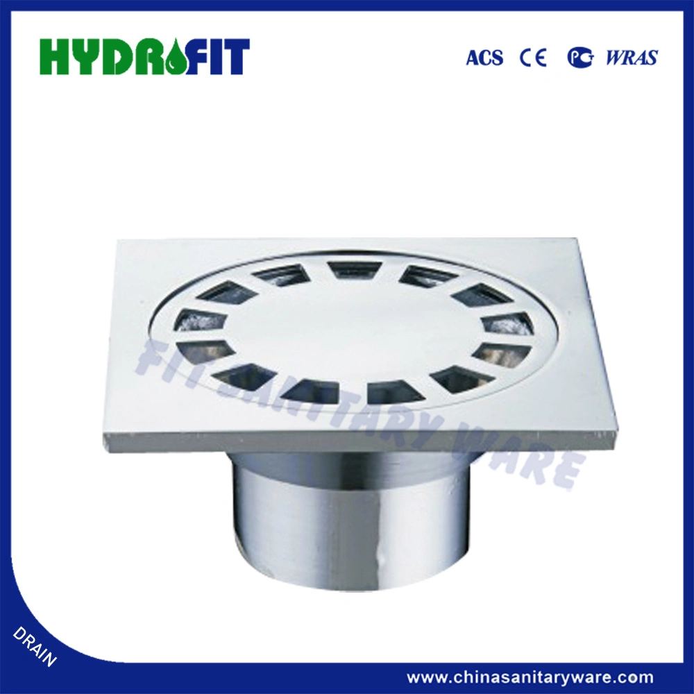 Large Water Outlet 10*10mm Square Zinc Alloy Floor Drain (FD3103)