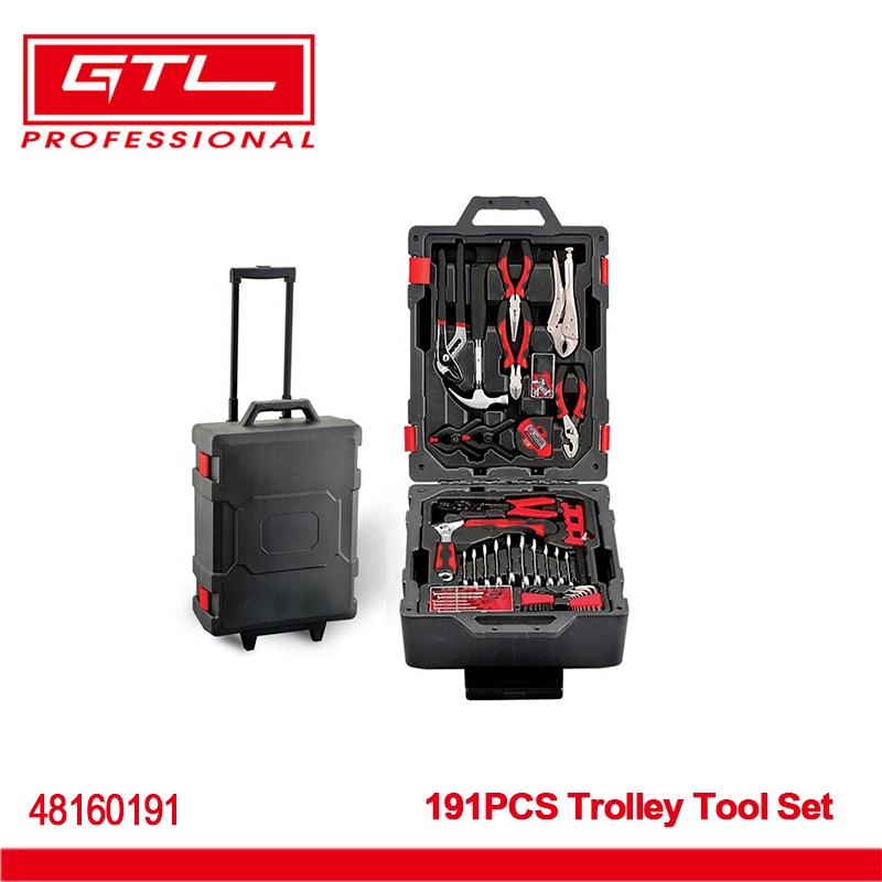 191PCS Trolley Tool Set Hand Tool Set with Aluminum Case Household Pliers Wrench Hardware Repair Screwdriver Kit, for Most Scenarios (48160191)