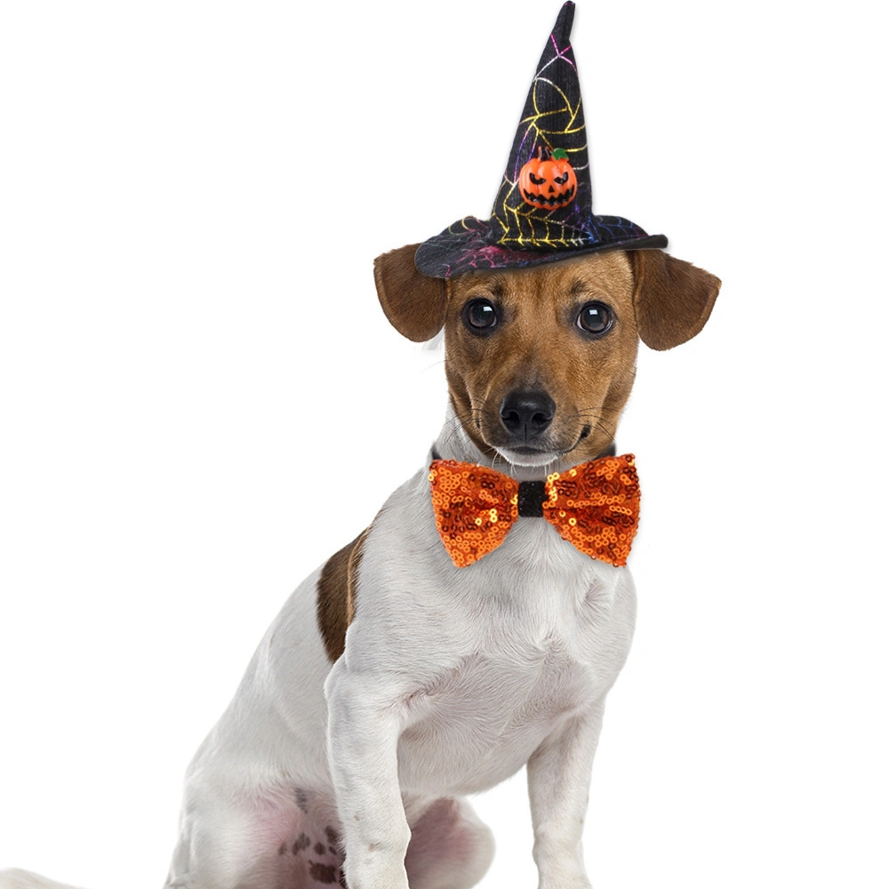 Halloween Pet Suit Wizard Hat Bow Tie Cat Dressed up Dog Funny Accessories Pet Product Cat Bow Tie Collar Apparel Pet Costume Hat
