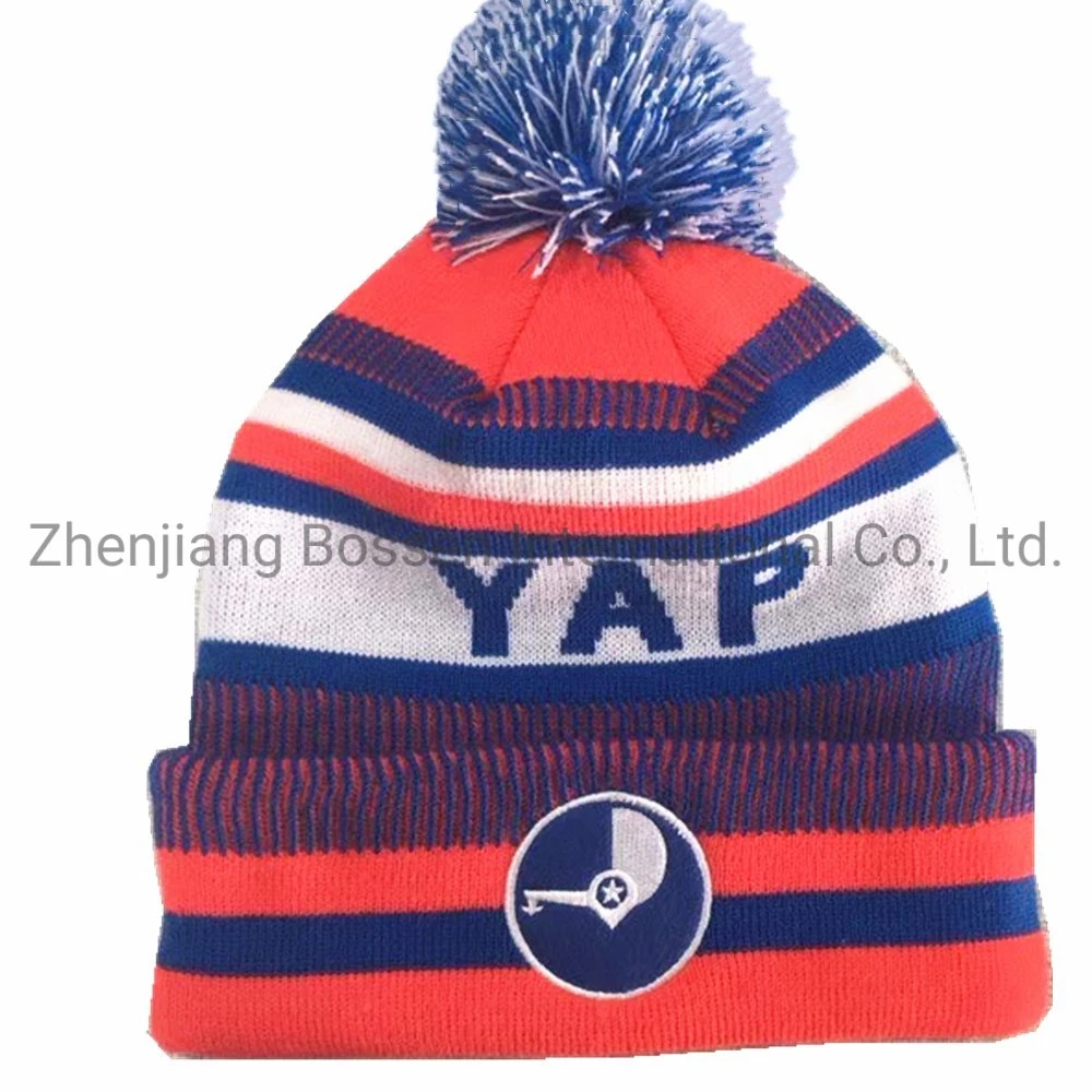 La Chine fournisseur Logo personnalisé brodé de snowboard d'hiver en tricot jacquard Beanie Hat