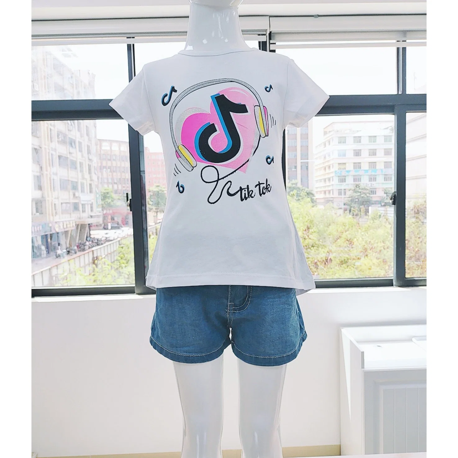 Hot Selling Girls Clothing Suits Short Sleeve Tops Casual Suits Knitted Children's Clothing