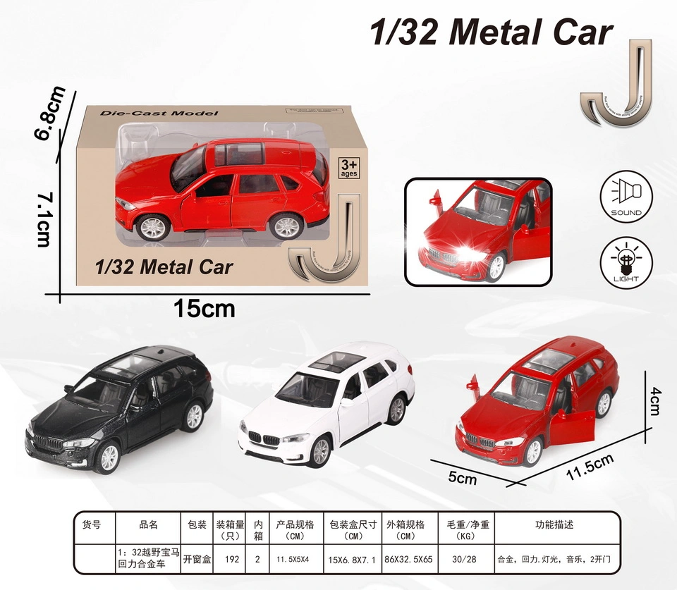 1: aleación de 32 Tire hacia atrás la simulación del modelo de vehículo off-road con sonido y luz para los coches de juguete para niños