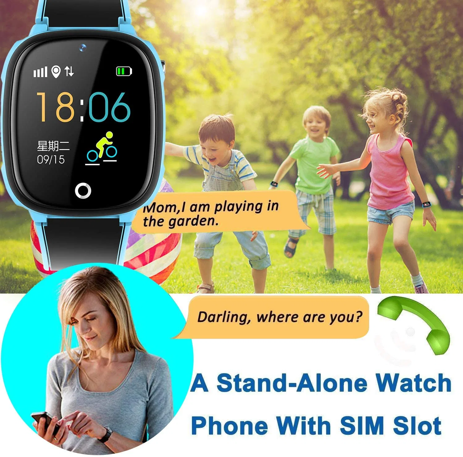 4G GPS GSM Kids Tracking Smart Phone Watch, Hw8 Waterproof Smartwatch with GPS Tracker