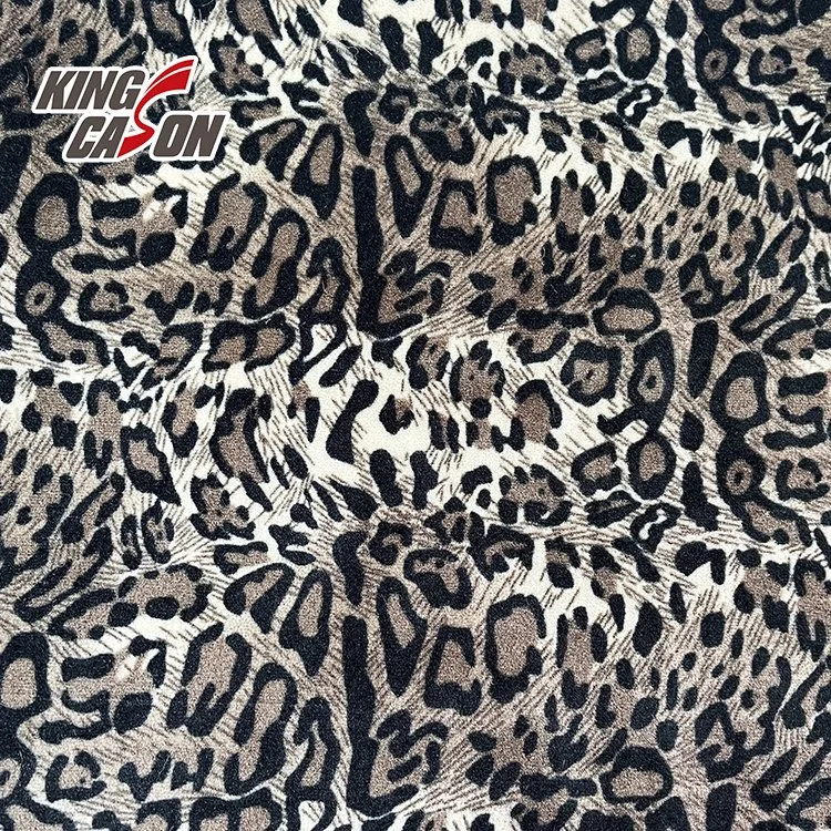 Kingcason Poly One Side Brush Short Hair Leopard Print Fleece Fabric