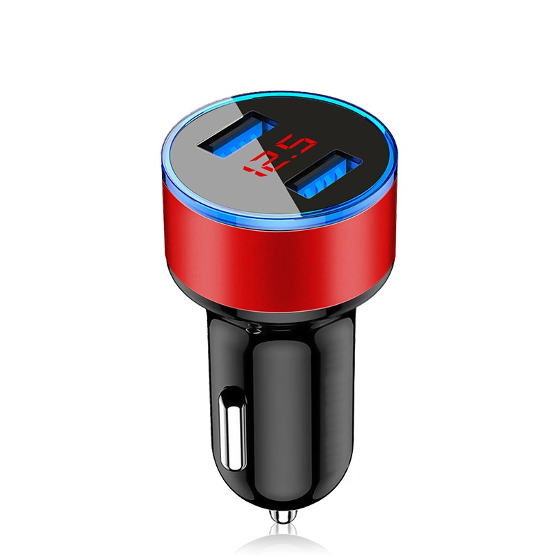 Digital Dual Display LED de puerto USB Adaptador de teléfono del encendedor de cigarrillos