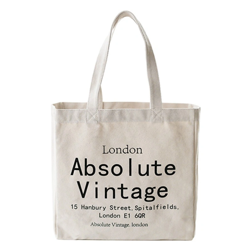 Custom Logo Reusable Eco Cotton Canvas Student Bag with Button Womens Tote Shopping Bag