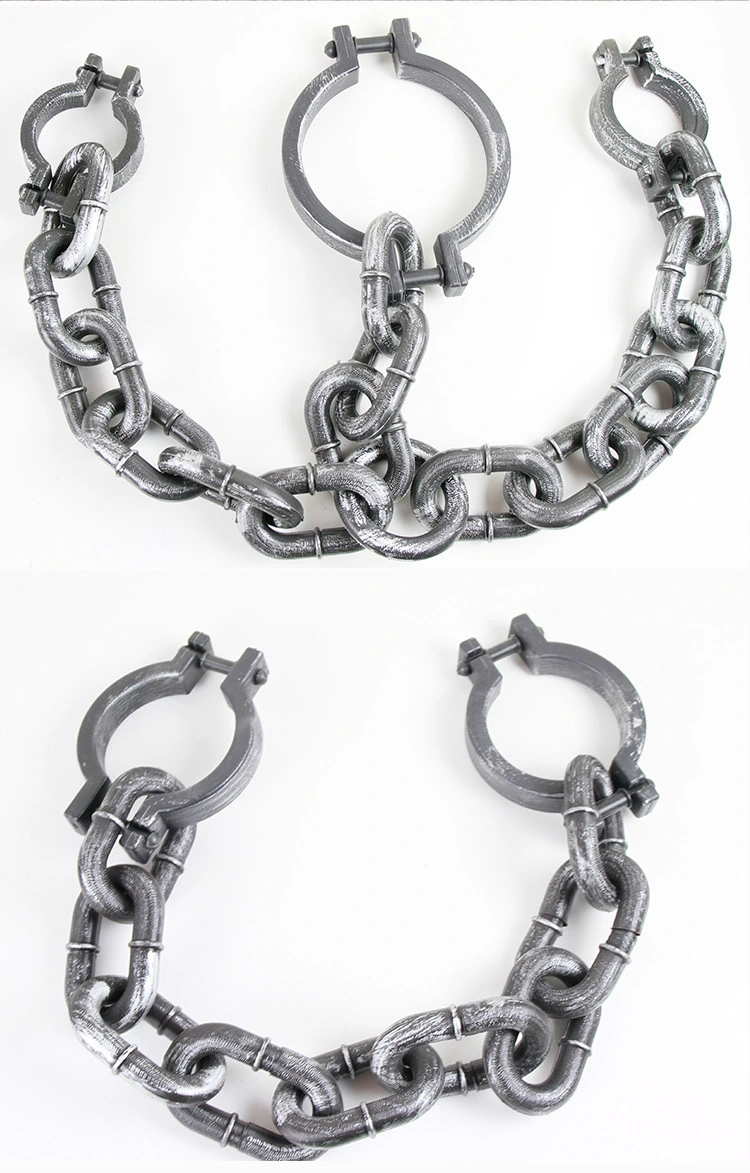 Plastic Halloween Shackles on Chain for Handcuffs Costume Props Decoration