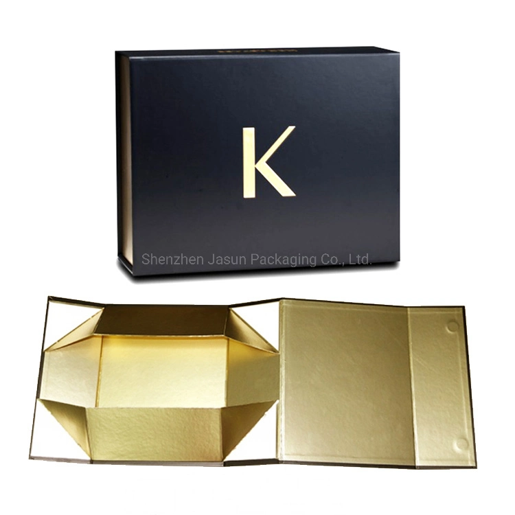 Black Cosmetic Rigid Folding Gift Packaging Box with Magnet Closure for Easy to Ship and Store